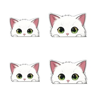 픽클리차량용 스크래치 커버 고양이 스티커 자동차 흠집커버고양이스티커, 4개, 화이트