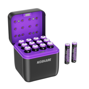 KOSHARE 스마트 AAA건전지 충전기 케이스 12칸 AAA 1.5V 1100mWh 리튬이온 충전식 배터리 12P 포함 고속 충전 가정용 세트 KO-L1250, 1개