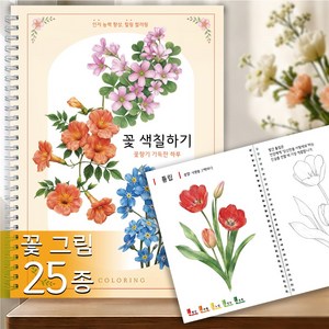그리미조아 꽃향기 가득한 하루 꽃색칠하기 어르신 시니어 컬러링북 치매예방 인지향상 힐링 색칠공부, 1개, 비5