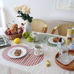 페니체 체크 테이블 매트, ORANGE, 460 x 300 mm, 1개