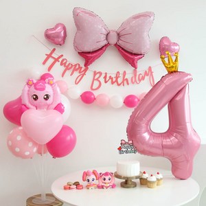 이벤트홀릭 캐치티니핑 하츄핑 풍선 생일파티세트, 숫자풍선 4