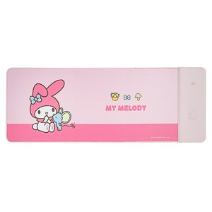 산리오캐릭터즈 듀얼 고속무선 충전 장패드 게이밍 미끄럼방지 데스크매트 마우스패드, 1개, 마이멜로디