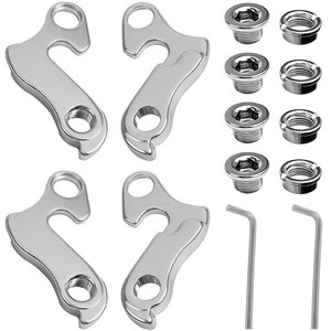 4개 세트 변속기 걸이 Shimano & Cube 자전거 호환 GH-011 후륜 기계식 변속 걸이 알루미늄 합금 변속기 후륜 걸이 자전거용 8개 고정 나사 2개 키 포함, 1개