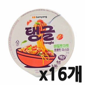 tangle 바질토마토 프로틴 파스타 큰컵, 105g, 16개
