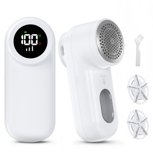 Elfcity 보풀제거기 휴대용 충전식 강력 6중날 무선 세탁소용 + 추가날, 화이트, YM09