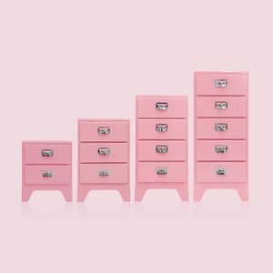 [미닛드로우] 파스텔 서랍장 2 3 4 5단 플라스틱 수납장 크롬손잡이 민트 아이보리 핑크 정리함, 3단