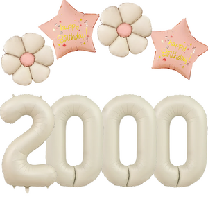 파파 파티 크림 데이지 대형 숫자 풍선 기념일 생일 세트, 1세트, 크림 2000 + 데이지 2p + 별 2p