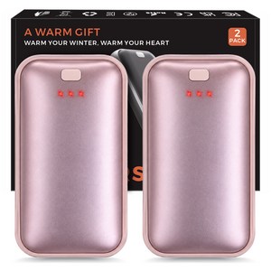 KOSKOZ 충전식 손난로 3단 온도조절 휴대용 2개 세트 초경량 슬림 USB-C, Pink, A22