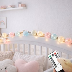 HK sell 무이 마끈 LED 감성조명 파스텔 화이트 코튼볼 줄조명, 1개