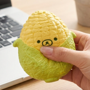 쫀득 수제 곰 말랑이 시리즈 버섯 무 키위 멜론 바나나 촉감 스퀴시 스트레스볼, 1개, 옥수수 곰