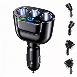 콜콜러브 5포트 차량용 멀티 시거잭 충전기 12V 24V 겸용 PD USB 66W 고속충전 시거잭 3구 90W 전압 감지, 검정색, XTD0006794868
