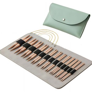 조립식 뜨개 줄 대바늘 세트 로즈골드 뜨개 바늘 파우치 니트 필수템 13종 세트 3mm~10mm 다양한 굵기 초보자 및 전문가용 뜨개질 도구, 1개