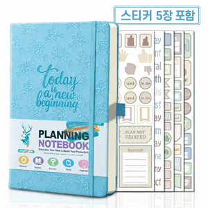 Clevoria 100일 스터디 플래너 A5 데일리 타임테이블 학습계획 투두리스트 스티커 5장, 1개, 스카이블루