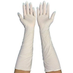 초강력 롱 니트릴 고무 장갑 16인치 위생 라텍스 다용도 청소 일회용 고무 질긴 튼튼한 손목긴, 대(L), 5세트, 화이트