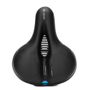 옴니스 2중 전립선 보호 더블 서스펜션 쿠션 자전거 안장, 블랙+블루, 1개
