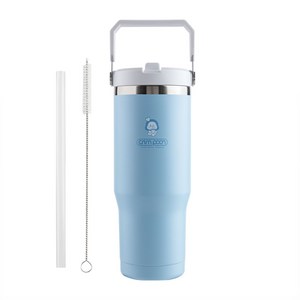 크림푼 푸푸리 보온보냉 대용량 커플 스테인리스 텀블러, 스카이블루 Skyblue, 1개, 950ml