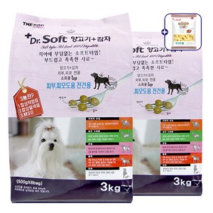 더독 전연령 강아지 닥터소프트 기능성 사료, 양, 3kg, 2개
