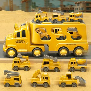 토요요 소방차 장난감 경찰차 중장비 자동차 미니카 주차타워 작동완구 출동 구조대 5in1 아기 선물 세트, 노란색, 1개