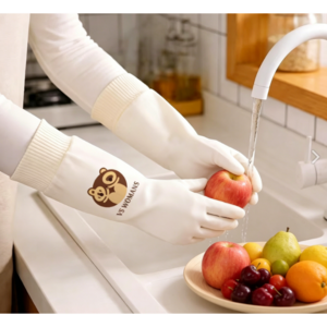 Fanood 튼튼한 끼고 벗기 쉬운 나사 커프스 고무장갑 3켤레, 흰색, FREE(one size), 3세트
