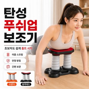 이중 스프링 푸쉬업 보조기 홈트레이닝 팔굽혀펴기 보조기구 초보자 상체운동 기구, 블랙 그레이, 대형 받침대형