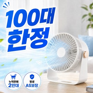 Darlisex 무선 탁상용 선풍기 무소음 에어 써큘레이터, 흰색