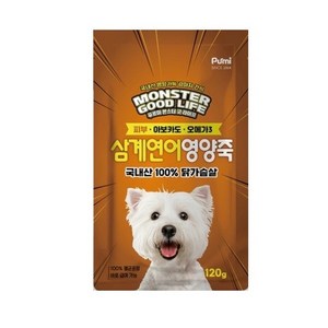 푸르미 반려동물 몬스터 굿 라이프 영양죽 파우치, 삼계연어, 120g, 12개