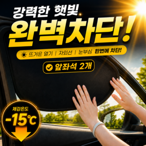 디오벨러 1초부착 차량 햇빛가리개, 2개, 앞좌석 블랙