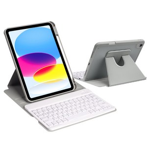 DUNNO 360도 회전 탈착식 블루투스 아이패드 키보드 케이스, 1개, 회색
