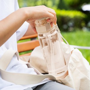 MOZ 스웨덴 원터치 더블락 휴대용 스포츠 트라이탄 보틀 물병, 오트밀베이지, 1개, 900ml