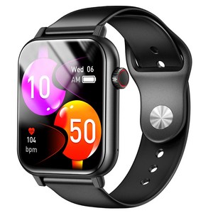 LifeSync 통화가능 스마트 워치 운동측정 2.0인치 대화면 한글판 스마트밴드, 블랙, 4.5cm, 블루투스