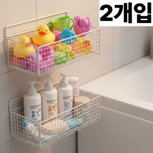 올이뉴어 욕실 선반 정리함 욕조 바스켓, 2개, 화이트