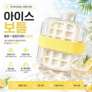 디모어 휴대용 2in1 원터치 18구 실리콘 얼음틀 텀블러 아이스트레이 보틀 물병, 1개, 클린화이트