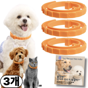 블노션 무향방수 강아지진드기목걸이, 3팩, 1L, KS3스몰오렌지