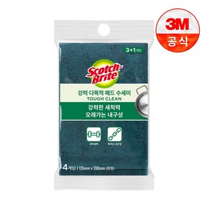 스카치브라이트 3M 강력 다목적 패드 수세미 중형, 4개입, 1개