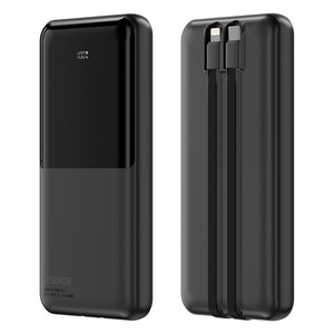 베쿠보 일체형 보조배터리 10000mAh 22.5W 고속충전 기내반입 파워뱅크, 블랙, G1