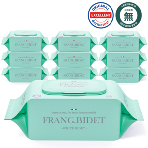 프랑프랑 플라스틱0% 화이트 비데 물티슈 60gsm(무향), 60g, 80매입, 10개