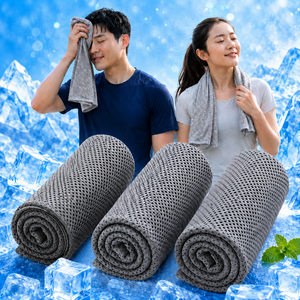 넥솔로 아이스 냉감 스포츠 쿨타올 땀수건, 3개, 그레이