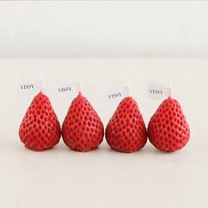 보니하우스 생일 파티 케이크 생일초 딸기초, 스몰 4개, 빨간 딸기