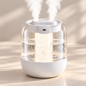 GXON 미니 가습기 2.5L 대용량 듀얼분사 초음파 USB 전원 무드등 저소음 원룸용 침실용 사무실용 탁상용, 화이트, J7