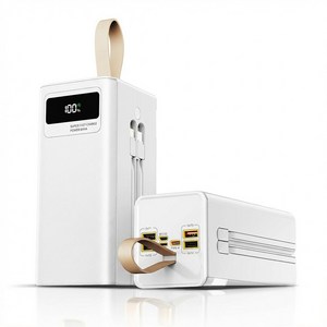 대용량 보조배터리 60000mAh 고속충전 PD22.5W 멀티단자 케이블 내장 야외 차박 여행 캠핑용 파워뱅크, 화이트, 6만mAh