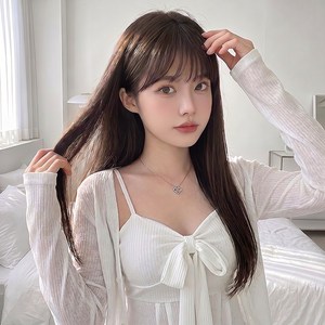 오이키 가발 자연스러운 여성 패션 전체 데일리 롱 생머리, 1개, 브라운
