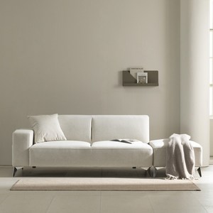 [가구밸리] 아리 가죽&패브릭 3인용 소파(스툴포함), 아이보리