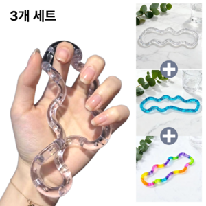 오를레 탱글 트위스트 피젯토이 3종 세트 스트레스 해소 말랑이, 3개, 투명+블루+레인보우