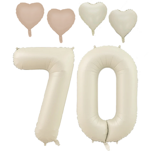 파파 파티 크림 하트 대형 숫자 기념일 생일 풍선 세트, 1세트, 크림 70 + 하트4p