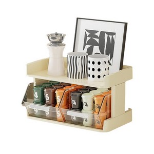 홈베이직 티백 보관함 데스크탑 티세트, 1개, 아이보리2단