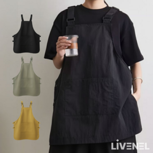 루비엔 방수 카페 앞치마 빅사이즈 초경량, 1개, 타슬론 딥블랙