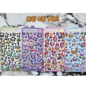 2+2 3D 입체스티커 4종, 1세트, 혼합4종