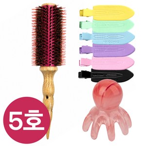 차미오 프리미엄 깡윙클(깡포킹) 열판 롤브러쉬 문어괄사+앞머리핀, 5호, 1개, 5호