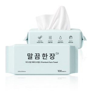 말끔한장 부드러운 저자극 일회용 페이스타올, 2개, 100매