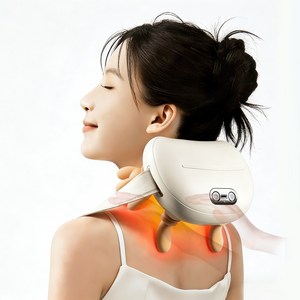WEKILI 목 어깨 마사지기 무선 온열 안마기 지압 승모근 마사지 저소음 찜질 휴대용 충전식, 오렌지, D2M01